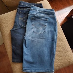 Two pairs of PajamaJean Bermuda Shorts for  Women- Long Denim Shorts for  Women